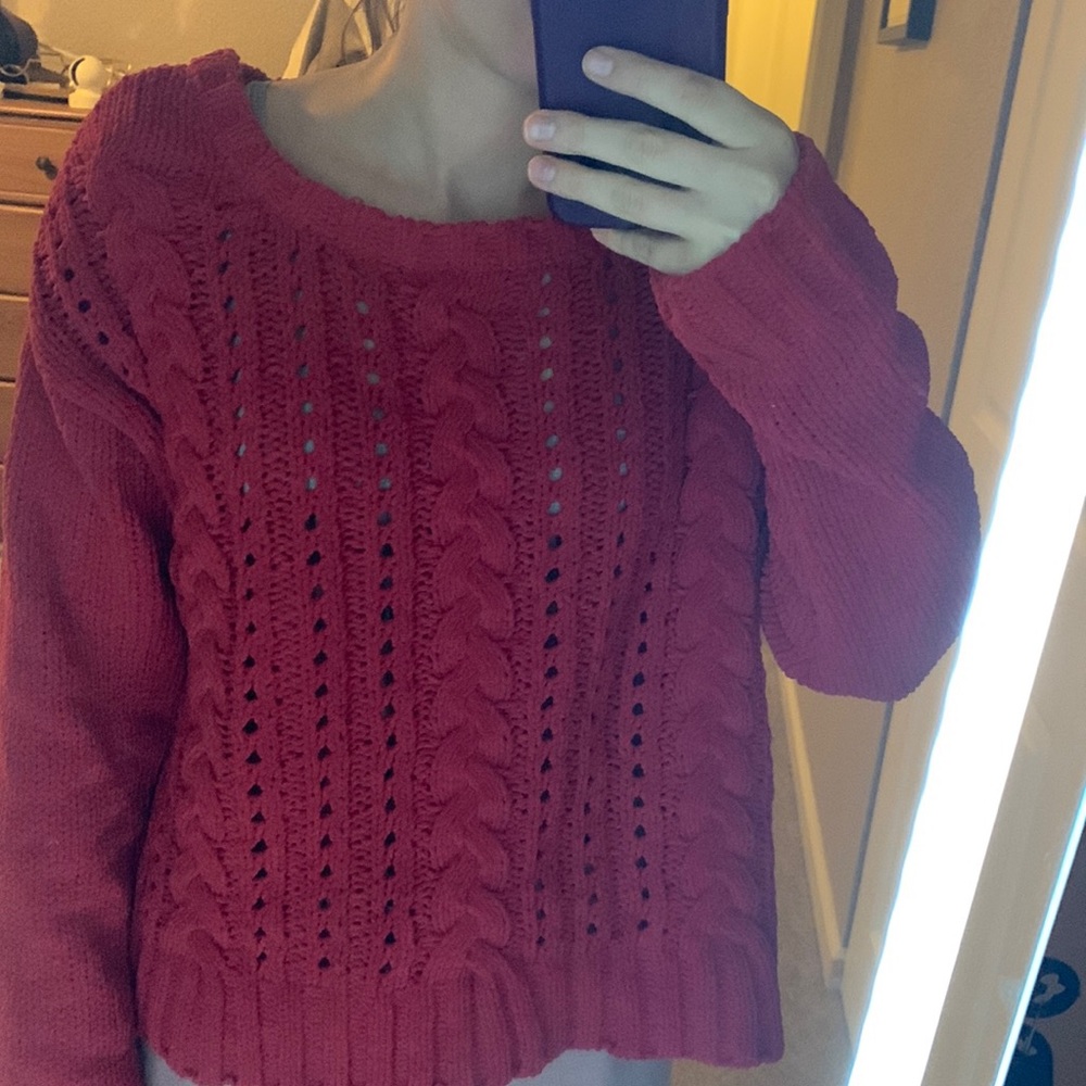 Red knitted sweater